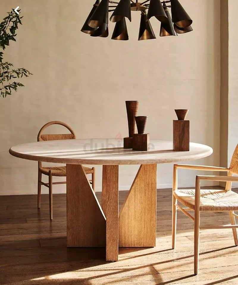 Custom Sculptural Round Dining Table in Natural Wood Finish63211917621507114