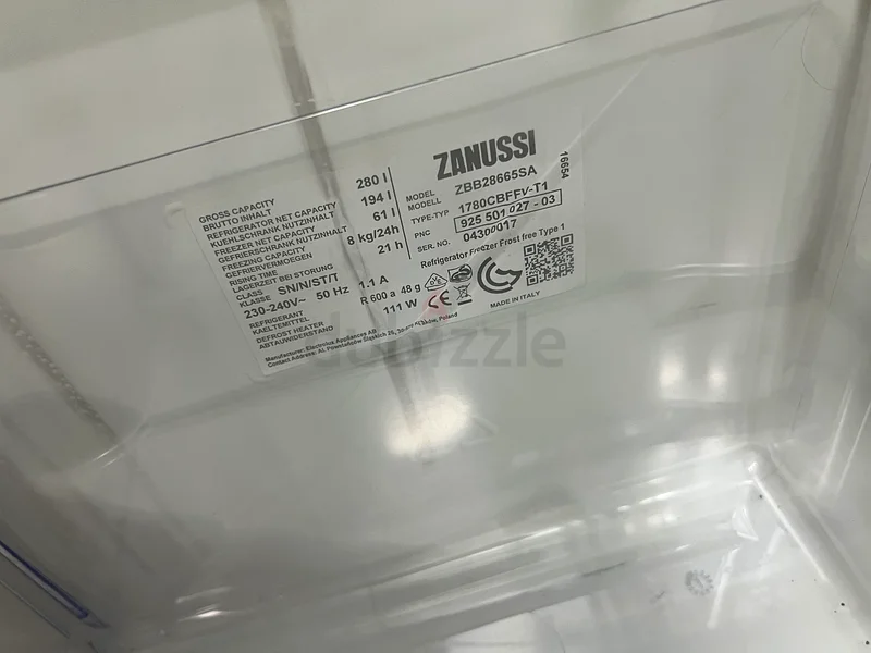 Zanussi Built In Bottom Freezer Refrigerator, 255 L, ZBB28665SA DELIVERY + WARRANTY63201168380289114