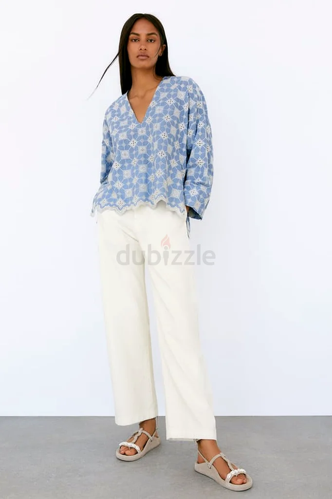 Zara Baby Blue Top With Cream Embroidery63240125801857112