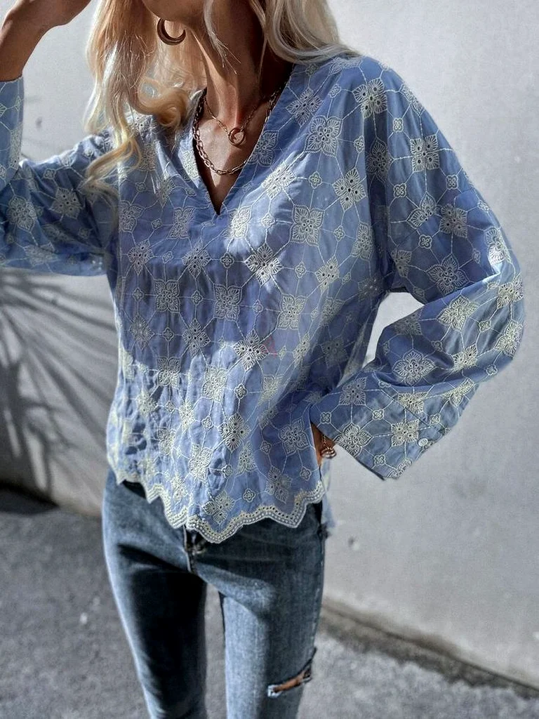Zara Baby Blue Top With Cream Embroidery632401258018571122