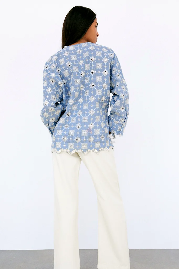 Zara Baby Blue Top With Cream Embroidery63240125801857114