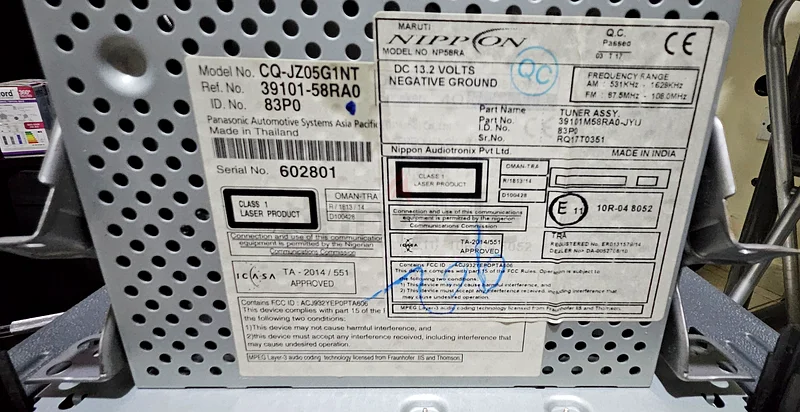 SUZUKI ERTIGA 2017 MODEL ORIGINAL STEREO63259693872130112