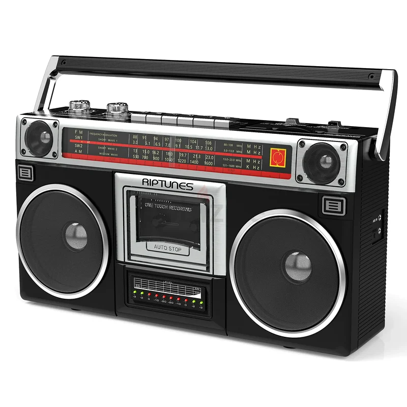 Riptunes Boombox With Radio, Cassette Recorder, Headphone Jack, USB Port,632607385457951121