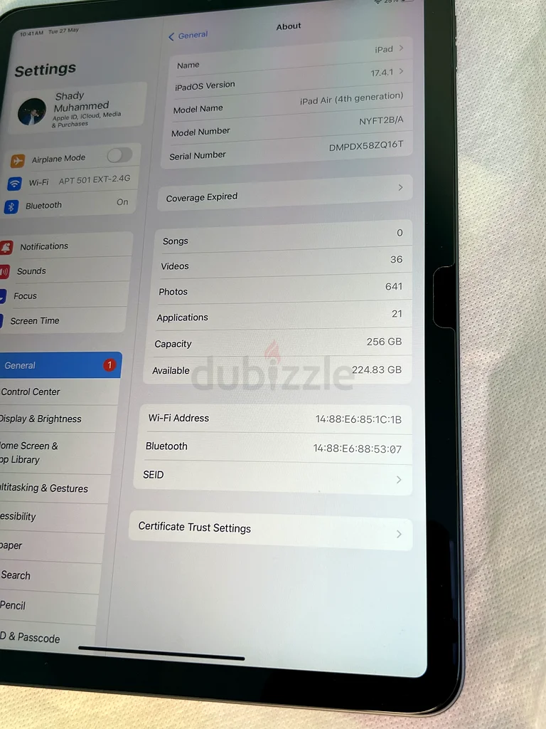 Ipad air 256 جيجا بايت، الجيل الرابع 2020، بحالة ممتازة62864709481091114