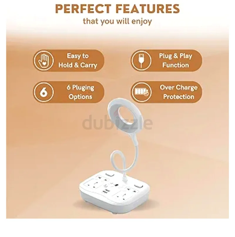 LED Desk Lamp with USB Ports, Power Extension, Dimmable Light  Phone Stand63220831774467113