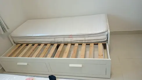 IKEA brimness Day bed with 2 storage drawers underneath and with 2 IKEA mattresses