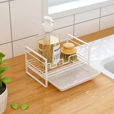 KITCHEN SPONGE HOLDER, SINK CADDY SPONGE HOLDER, KITCHEN SINK DRAIN RACK, WHITE COLOR RACK