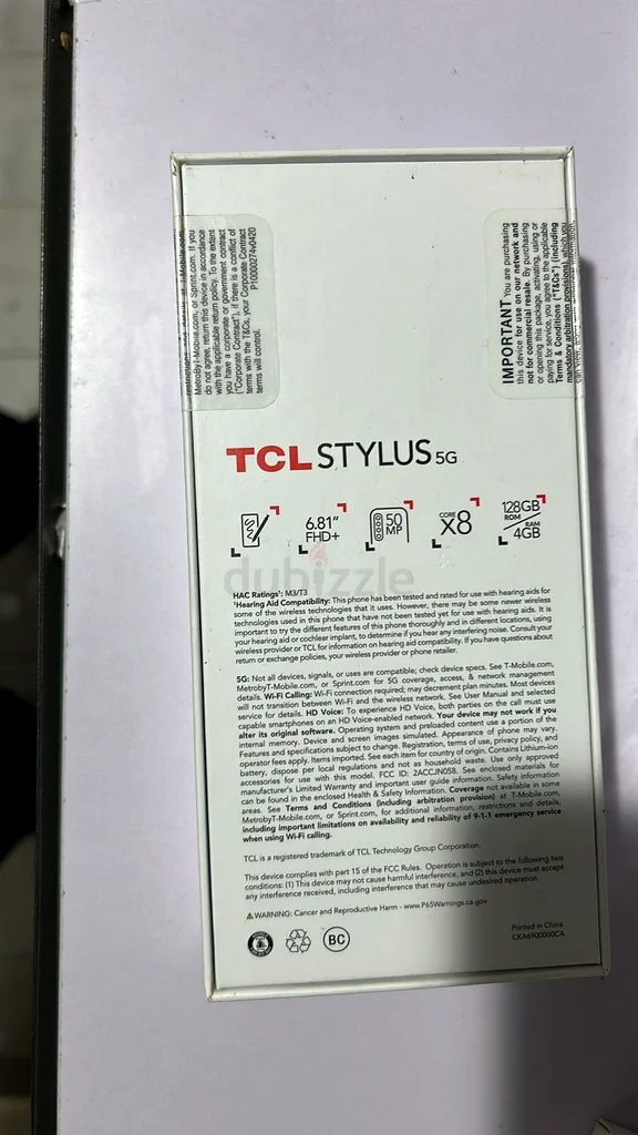 ستايلس جديد من TCL 5G بسعة 128 جيجابايت، باللون الأسود القمري (مقفل لمشغل شبكة)63183732903937111