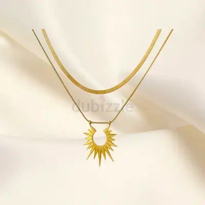 Woow deal flash sale from 120 to 100 18K Dazzling Golden Plated Sunburst Necklace Set