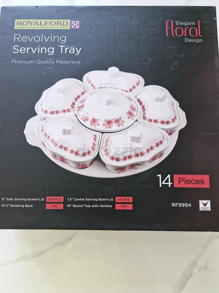 Royalford 14-Piece Floral Revolving Serving Tray Set63215872134659110