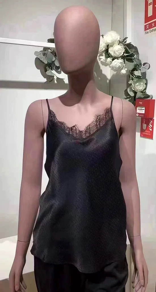 Aimer silk top with lace details and adjustable straps in black63239081115267111
