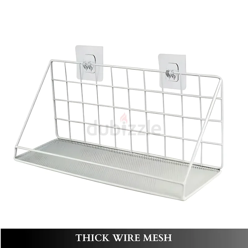 WALL ADHESIVE STORAGE SHELF – STEEL WIRE BATHROOM RACK OR KITCHEN ORGANIZER – 1 PIECE63216354977923110