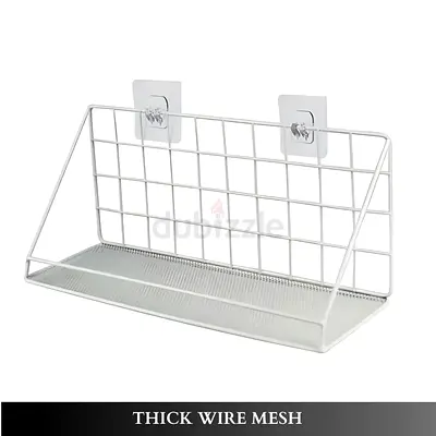 WALL ADHESIVE STORAGE SHELF – STEEL WIRE BATHROOM RACK OR KITCHEN ORGANIZER – 1 PIECE