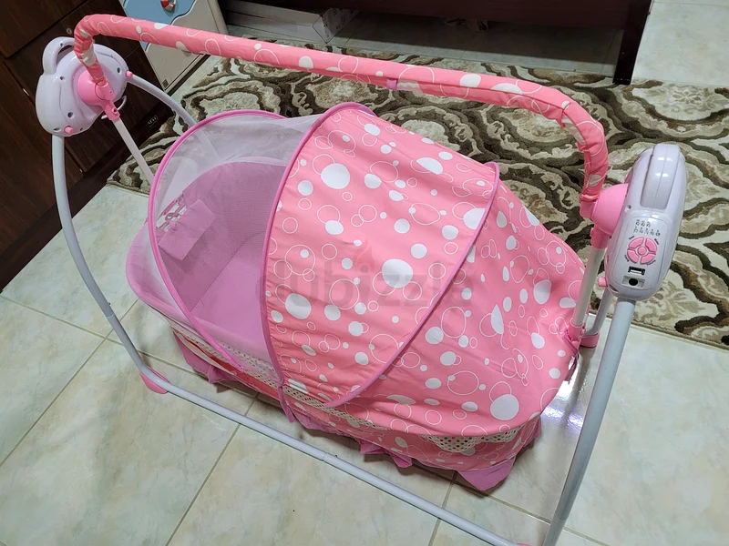 Charming Pink Baby Bassinet with Mobile63204272514049111