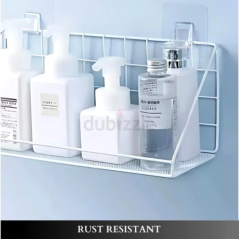 WALL ADHESIVE STORAGE SHELF – STEEL WIRE BATHROOM RACK OR KITCHEN ORGANIZER – 1 PIECE63216354977923111
