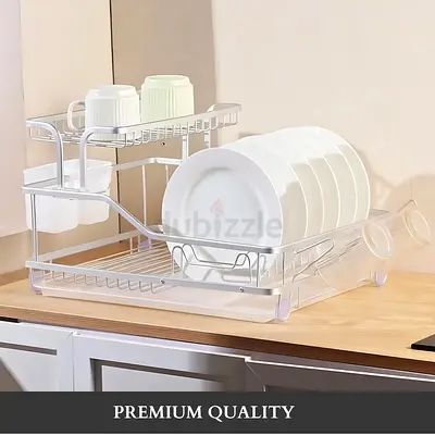 ALUMINUM DISH DRYING RACK WITH UTENSIL HOLDER, MUG STAND, AND WATER DRAIN TRAY – RUST-RESISTANT KITC