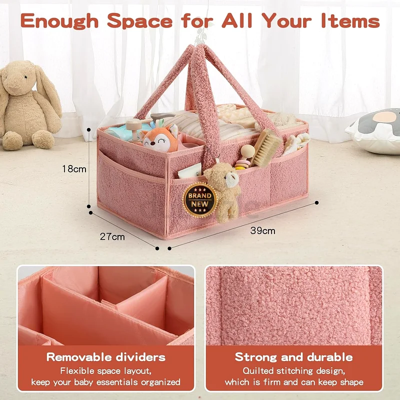 2056 - ERTYU Baby Diaper Caddy Organizer, Changing Table Organizer for Wipes and Diapers, Teddy Diaper63175285095555114
