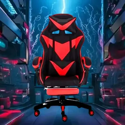 FINAL CALL: Gaming Chair - Ultimate Comfort Style Red Black with Headrest Lumbar Support  Footr