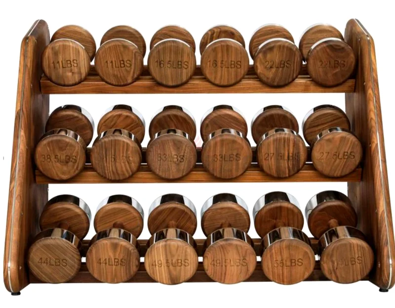 LUXURY WOODEN DUMBBELL SET + RACK – BRAND NEW63243191201665114