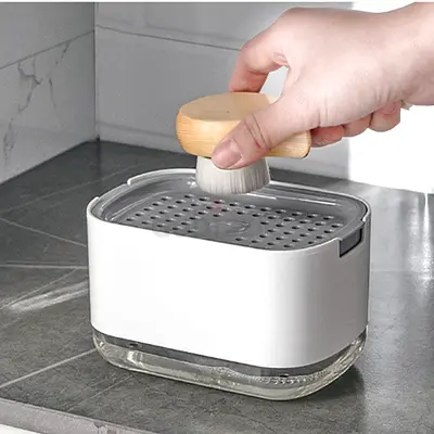 KITCHEN SPONGE HOLDER, SOAP DISPENSING SPONGE HOLDER, SINK TOP ORGANISER