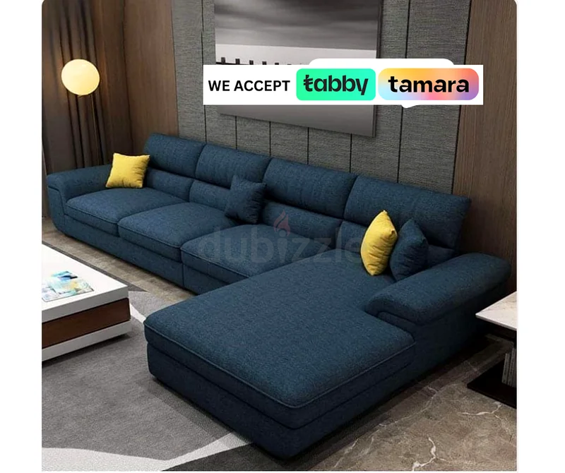 أريكة فاخرة على الطراز الشيرستونية على شكل حرف L باللون الأزرق الأنيق63267358337027111