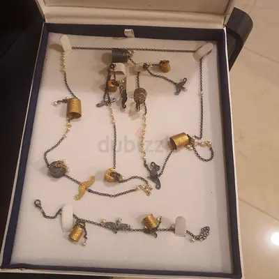 Women silver accessories set