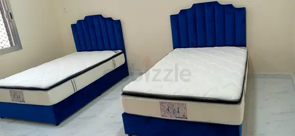 Stylish Blue Bed Set with Comfortable Mattresses