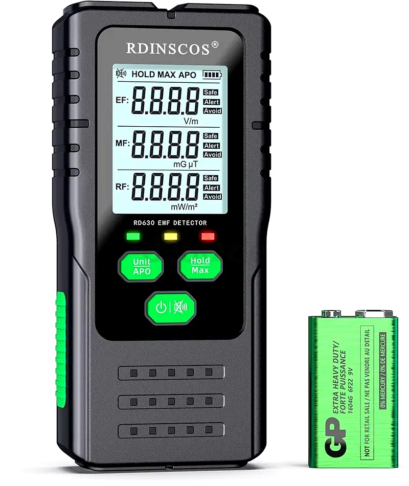 RDINSCOS EMF Meter, Rechargeable Digital Electromagnetic Field Radiation Detector Hand-held Digital
