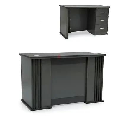Sleek black office desk with drawers 120cm