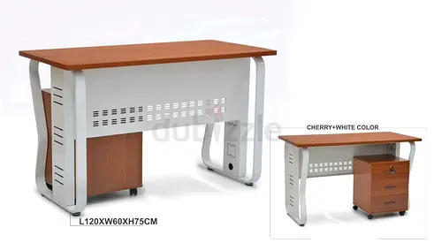 Sleek Cherry-White Study Table Computer table with Drawer
