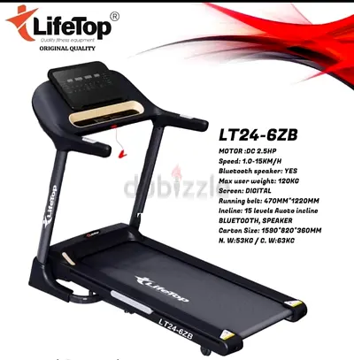 LT24-6ZB Tredmill (DC 2.5 HP) Bluetooth Speaker (120 User Weight)  Incline 15 Level  Speed 1.0 to 15