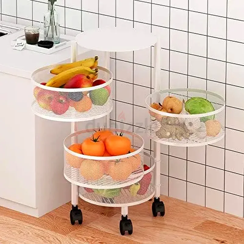 4 LAYER REVOLVING MULTIPURPOSE CART, OVAL SHAPE 4 TIER TROLLEY, WHITE COLOUR63218802650113112