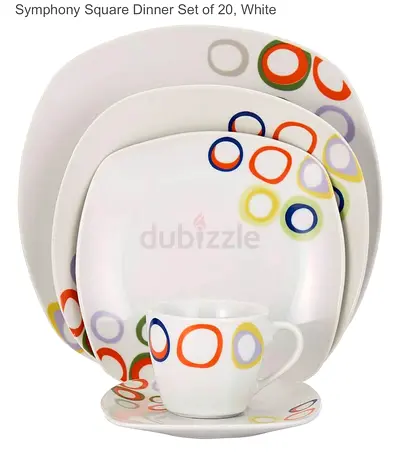 Elegant Symphony Square Dinner Set - 20 Pieces, Perfect for Your Dining Table!