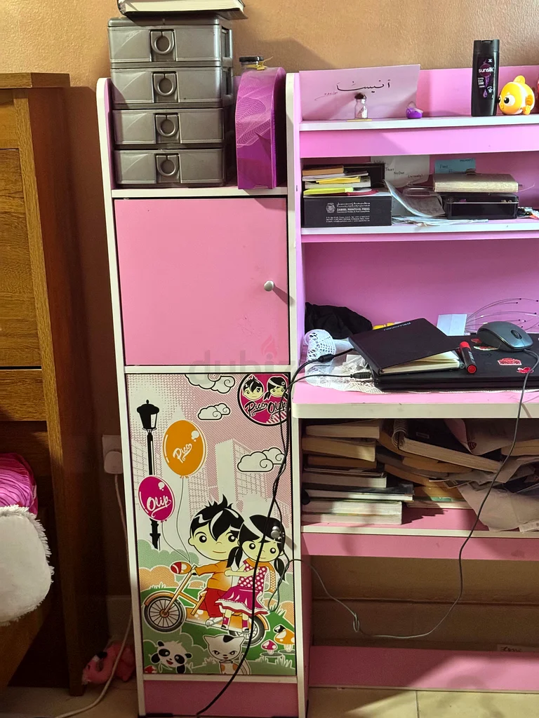 Charming Pink Study Desk with Storage63222347300866111
