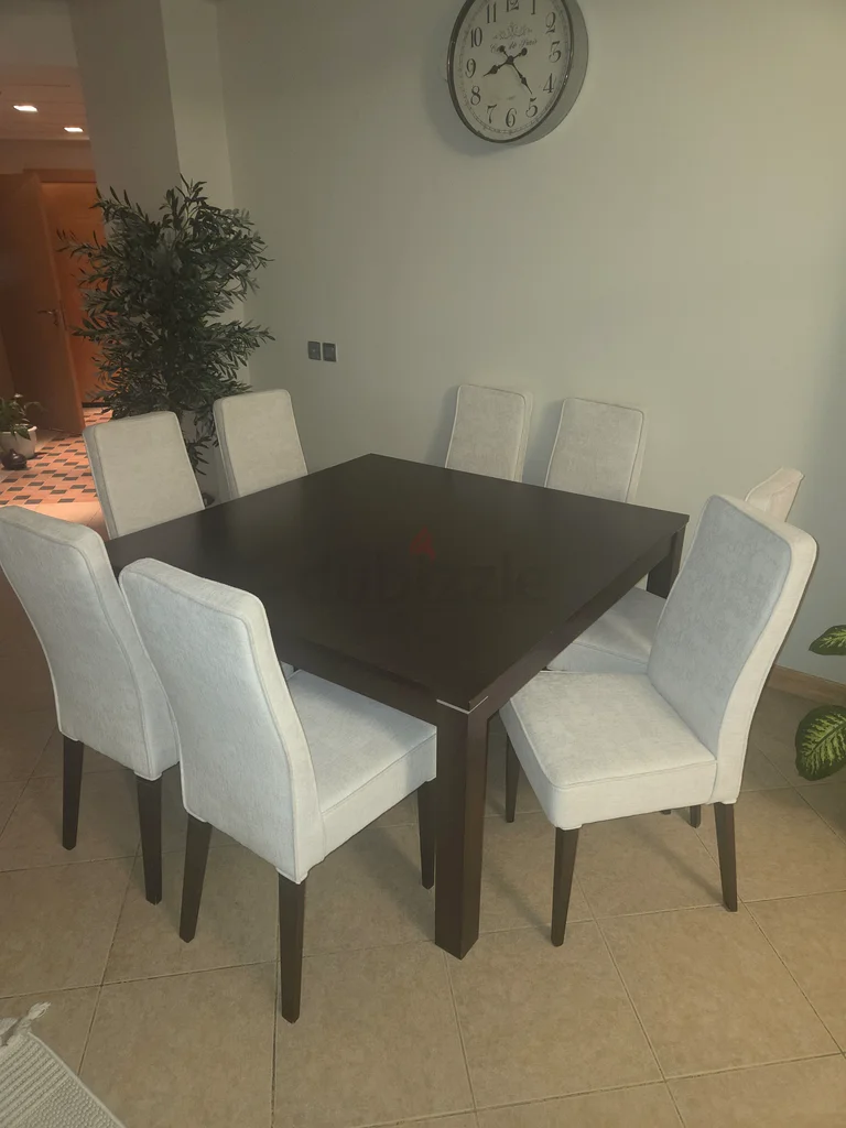 Urgent sale- best square shape Dining Table Set with 8 Elegant new clean Chairs628638206694431115