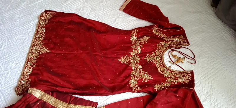 Elegant Red Traditional Outfit with Intricate Embroidery63240130903810113