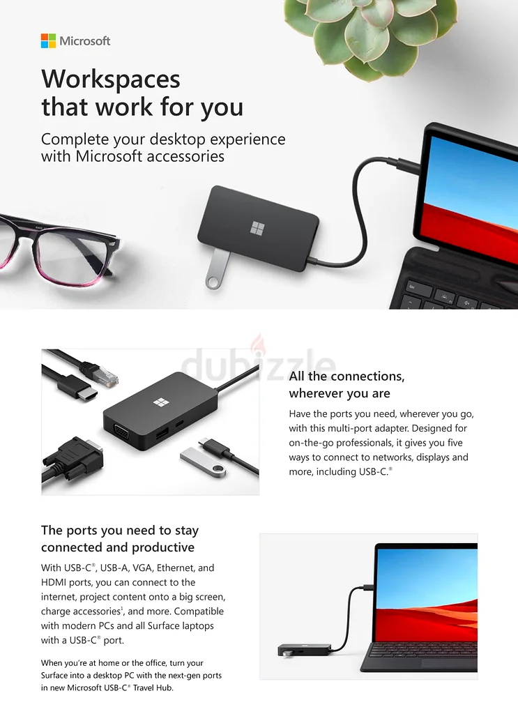 Microsoft Surface USB-C Travel Hub for Business - USB Type C Connector - 1 x USB63256064533251112