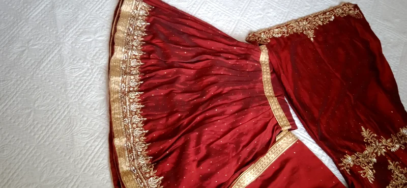 Elegant Red Traditional Outfit with Intricate Embroidery63240130903810114