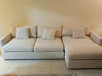 High quality cratebarrel beige color lshape sofa
