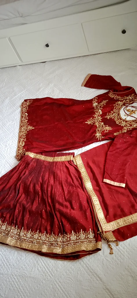 Elegant Red Traditional Outfit with Intricate Embroidery63240130903810110