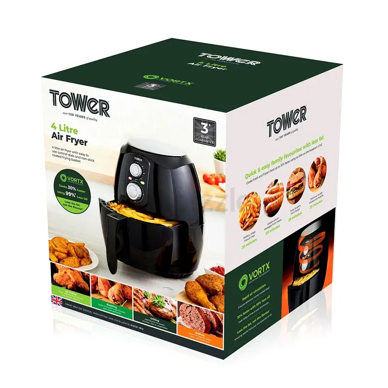 Tower Vortx 4 Litre Air Fryer 1400W, Healthier Cooking!