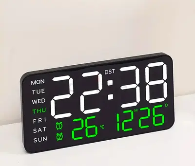 Sleek Digital Clock with date and temperature Display
