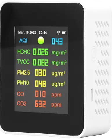 9 in 1 Indoor Air Quality Meters, 2000mAh WiFi Tester with Color LCD Screen