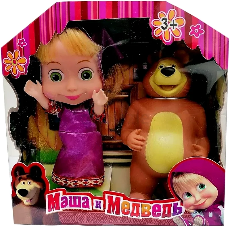 Masha and the Bear Doll Set – 2 Figures in Box – 18.5 cm Collectible Toy Gift for Kids Cartoon632083832723231123