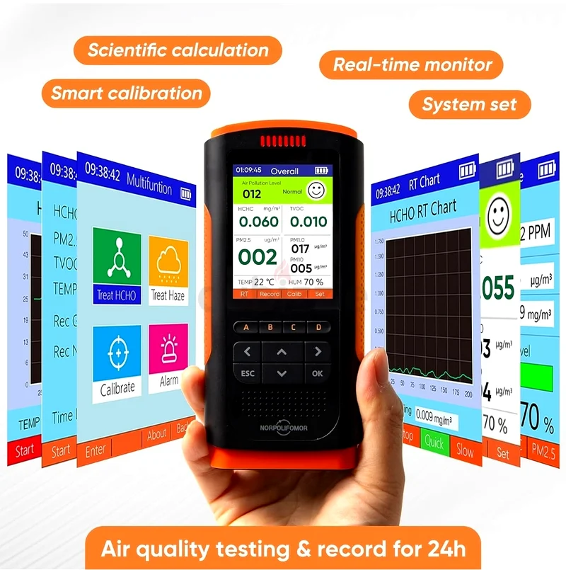 جهاز مراقبة جودة الهواء الداخلي، عداد مؤشر جودة الهواء لمادة PM2.5 ومركبات VOC، جهاز اختبار جودة الهواء للكشف عن الفورمالديهايد63438049881729112