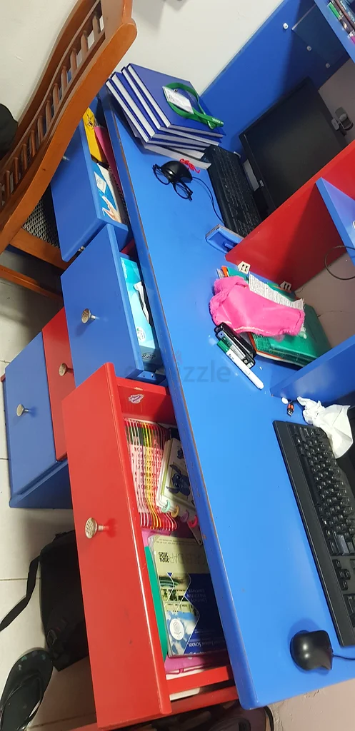 Vibrant Multi-colored Study Table with Shelves63222347361923112