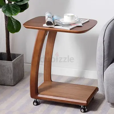 Stylish Wooden Side Table on Wheels