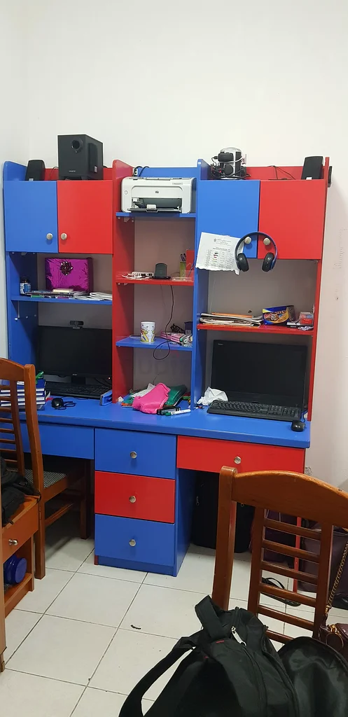 Vibrant Multi-colored Study Table with Shelves63222347361923111