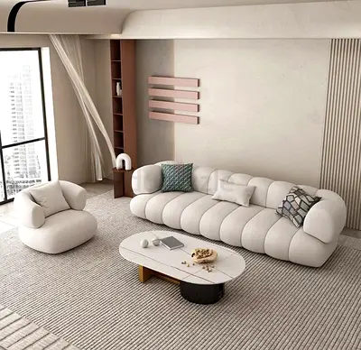 Stylish Modern Living Room Sofa Set 3+1 in Luxury Fabric - Premium Quality- Cash on Delivery