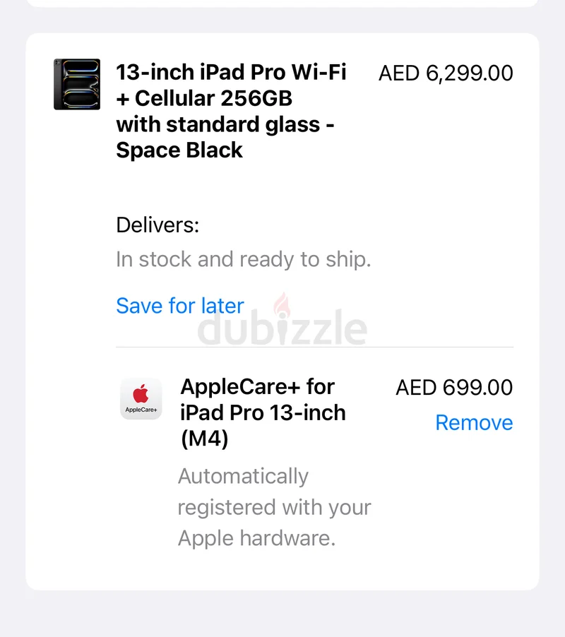 iPad Pro 13 M4 بسعة 256 جيجابايت واي فاي / شبكة خلوية 5G مع Apple Care Plus62863823324290111